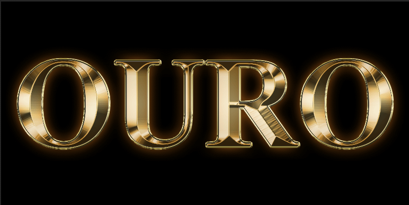 O efeito está quase completo. Efeito de texto dourado no Photoshop