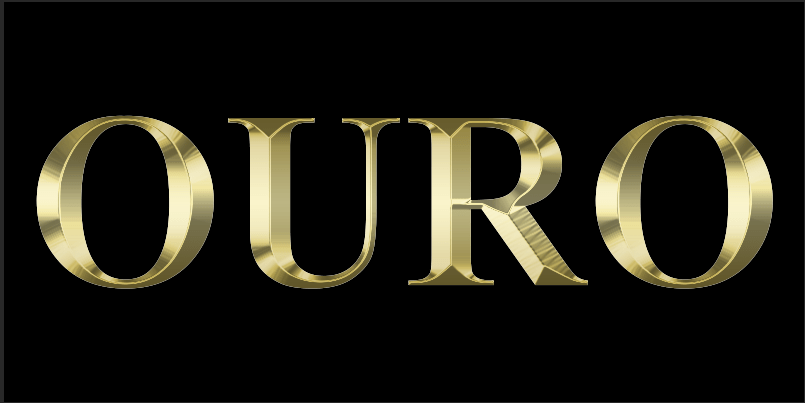 O efeito após aumentar o valor de Profundidade. Efeito de texto dourado no Photoshop