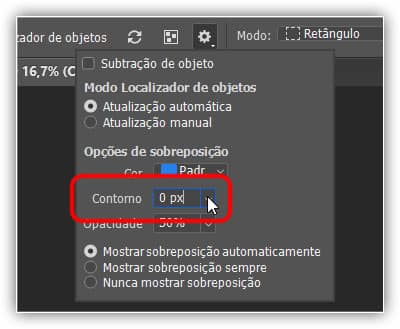 Redefinindo o contorno de volta para 0.